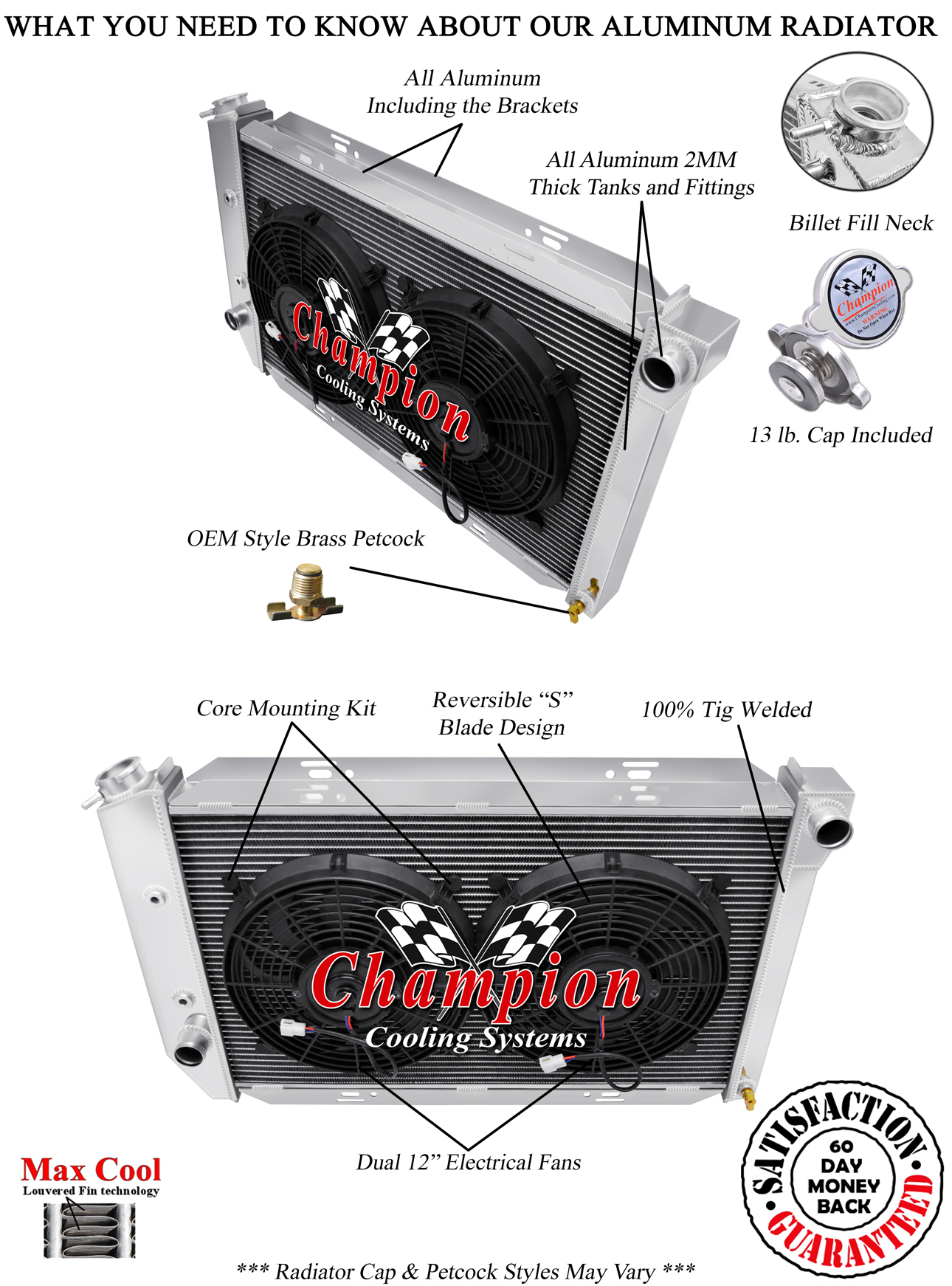 Rel Champion 2 Row Radiator W/ 2 12" Fans for 1969 - 1971 Ford Galaxie V8 Engine Rel Champion 2 Row Radiator W/ 2 12" Fans for 1969 - 1971 Ford Galaxie V8 Engine