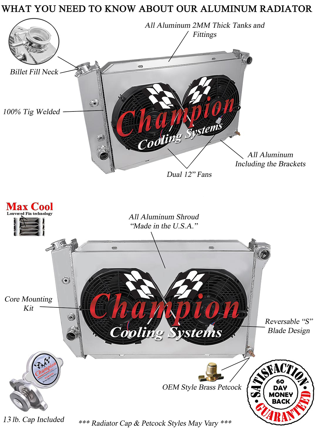 Atom Champion 2 Row Radiator,12" Fans,Shroud for 1971-1973 Ford Mustang V8 Eng Atom Champion 2 Row Radiator,12" Fans,Shroud for 1971-1973 Ford Mustang V8 Eng