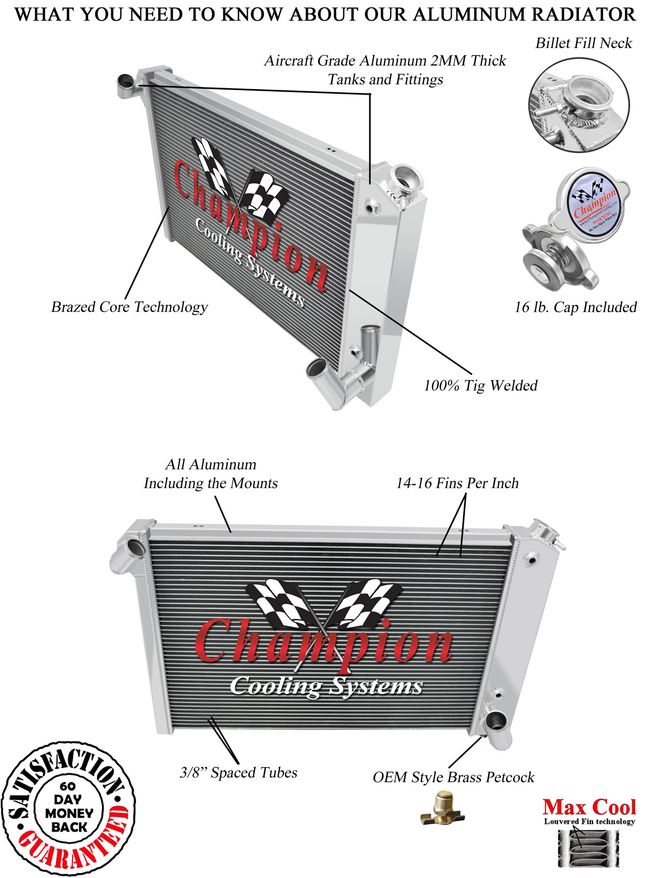 Atom Champion 3 Row Radiator for 1969-1972 Chevrolet Corvette Small Block Engine Atom Champion 3 Row Radiator for 1969-1972 Chevrolet Corvette Small Block Engine