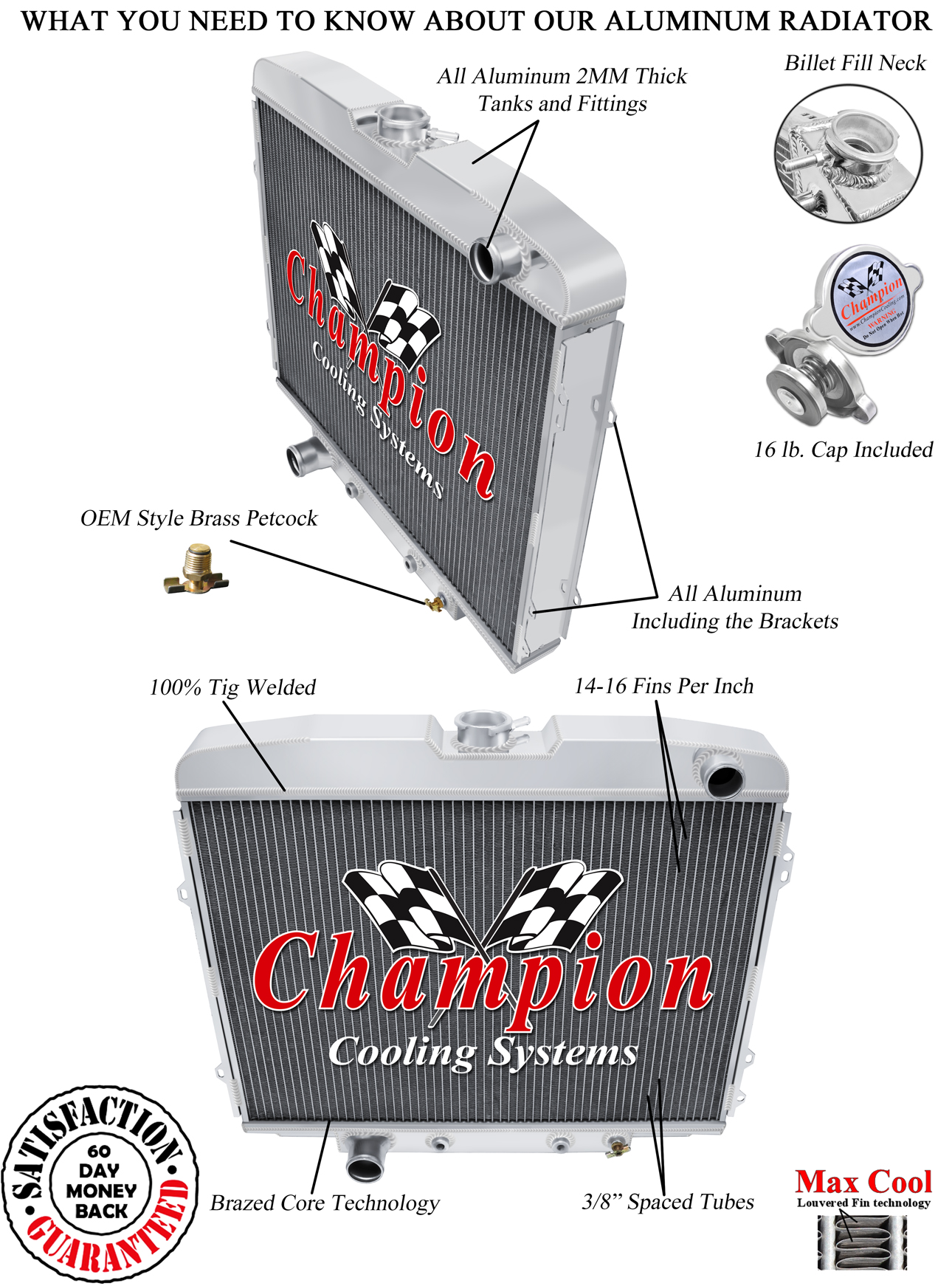 Atom Champion 3 Row Radiator for 1968 1969 Ford Fairlane Big Block V8 Engine Atom Champion 3 Row Radiator for 1968 1969 Ford Fairlane Big Block V8 Engine