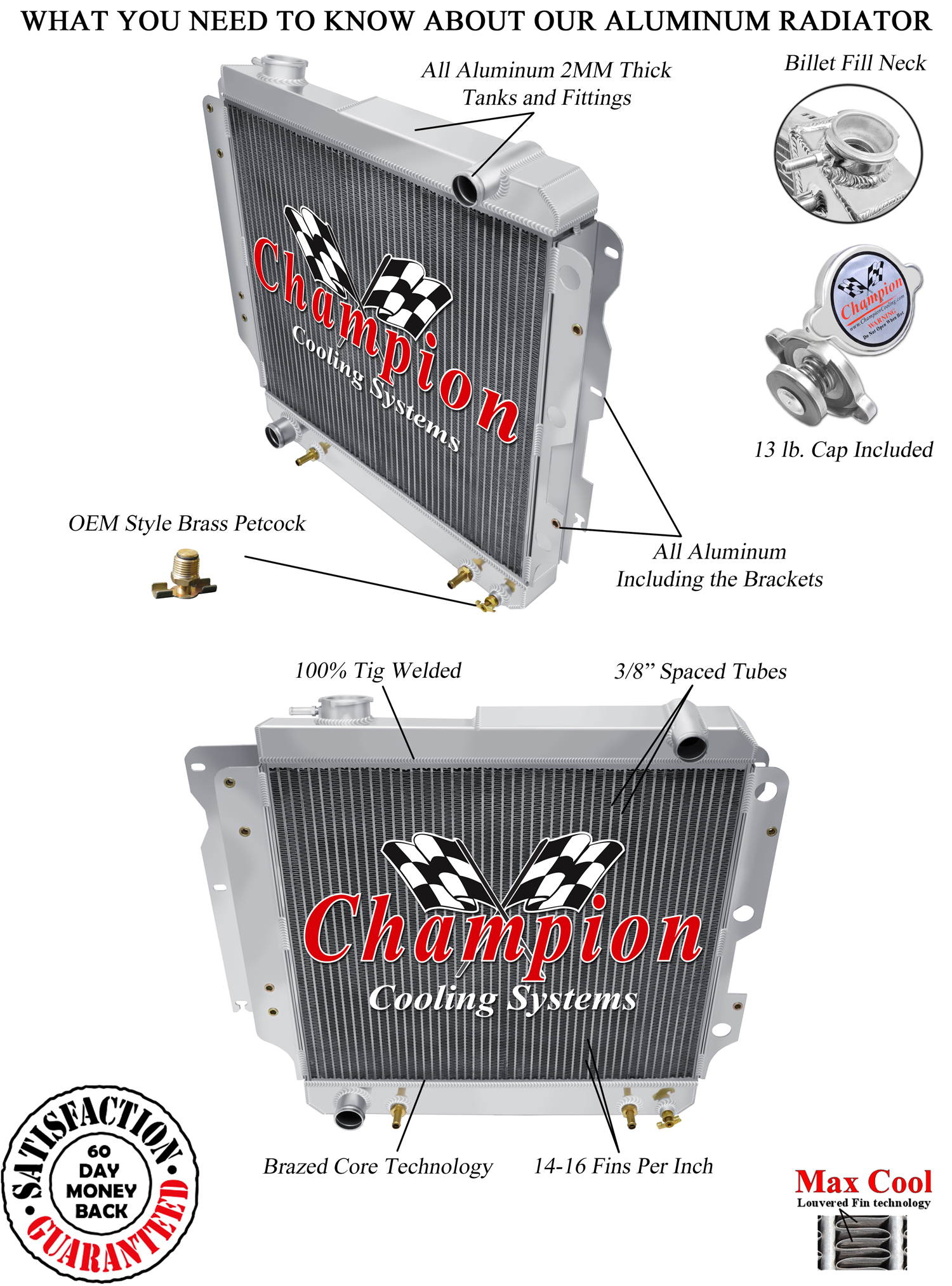 Atom Champion 1 Row Bar and Plate Radiator for 1987 - 2006 Jeep Wrangler #BC2101