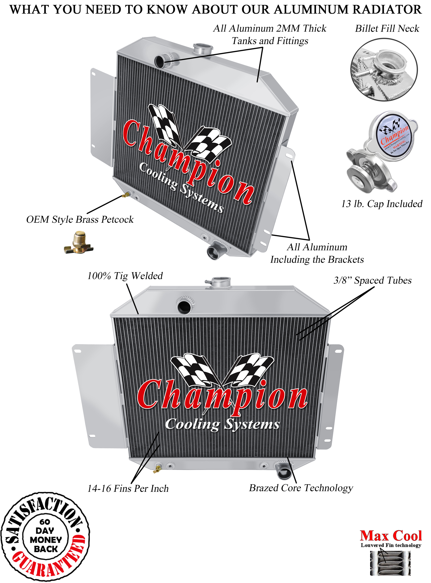 Atomic Champion 3 Row All Aluminum Radiator for 1975 1976 1977 Ford F-150 #CC393