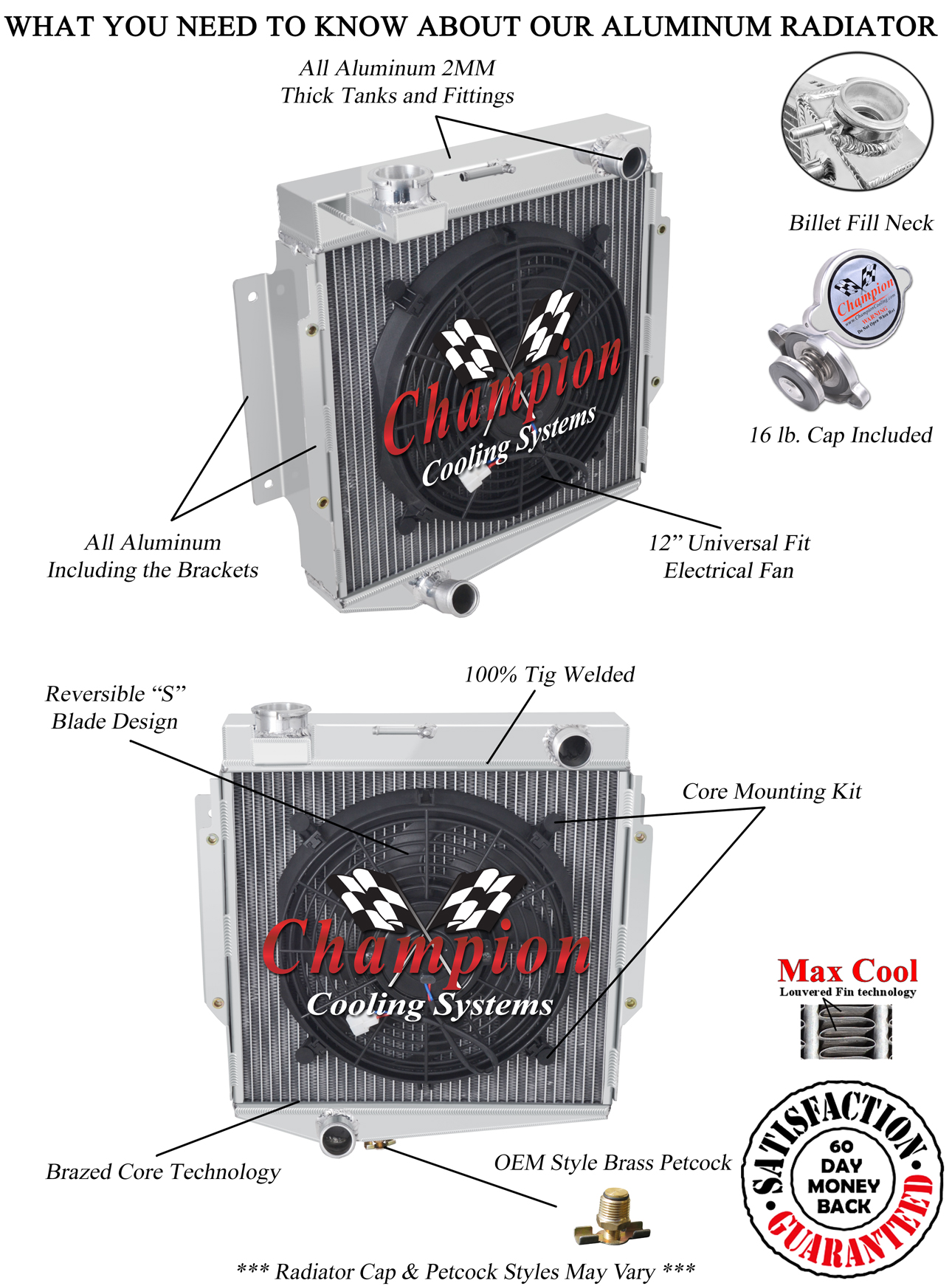 Atom Champion 3 Row Radiator W/ 12" Fan for 1969 1970 Datsun Fairlady #CC2000B Atom Champion 3 Row Radiator W/ 12" Fan for 1969 1970 Datsun Fairlady #CC2000B