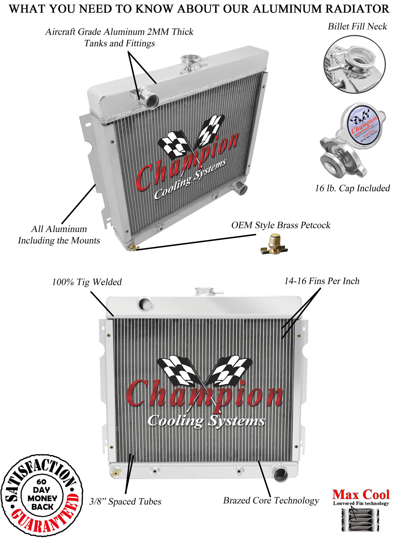 Rel Champion 2 Row Radiator for 1970-1972 Plymouth Duster Small Block V8 Engine Rel Champion 2 Row Radiator for 1970-1972 Plymouth Duster Small Block V8 Engine