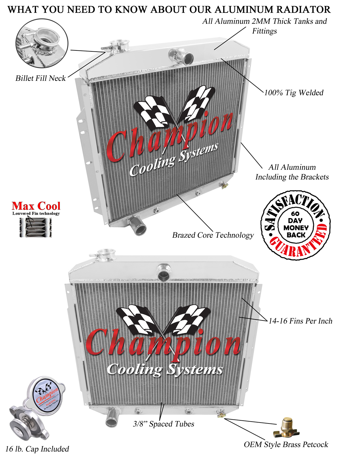Atom 2 Row 1" Tubes Radiator for 1953 - 1956 Ford Truck V6, V8 Engine #AE5356 Atom 2 Row 1" Tubes Radiator for 1953 - 1956 Ford Truck V6, V8 Engine #AE5356