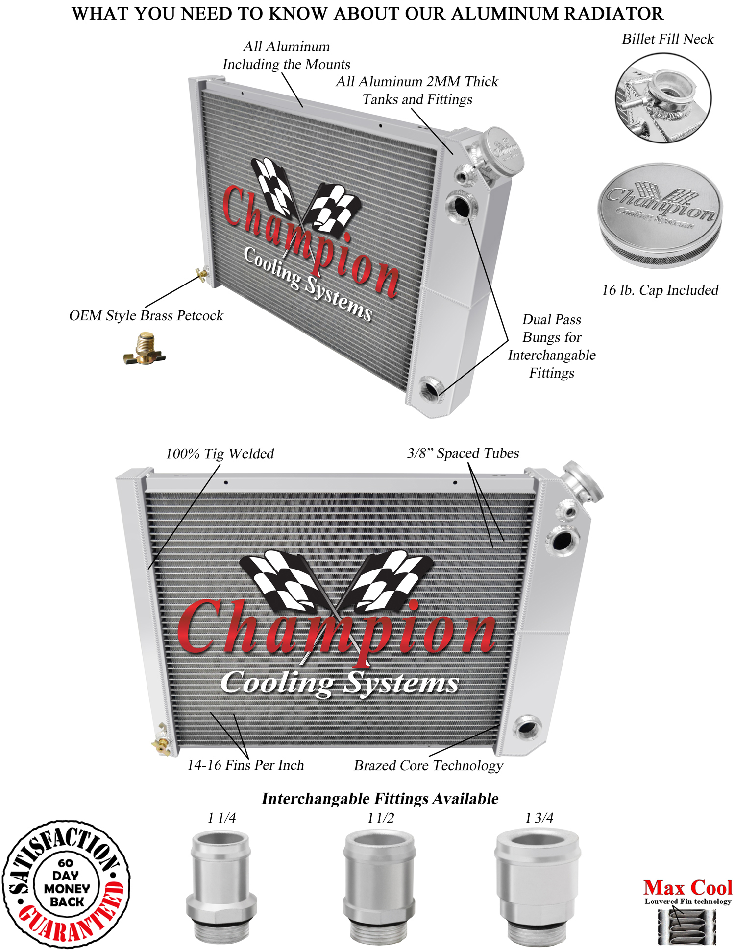 Rel Champion 3 Row Dual Pass Radiator 20",1 1/2",1 1/2" for 1968-1987 GM LS Swap Rel Champion 3 Row Dual Pass Radiator 20",1 1/2",1 1/2" for 1968-1987 GM LS Swap