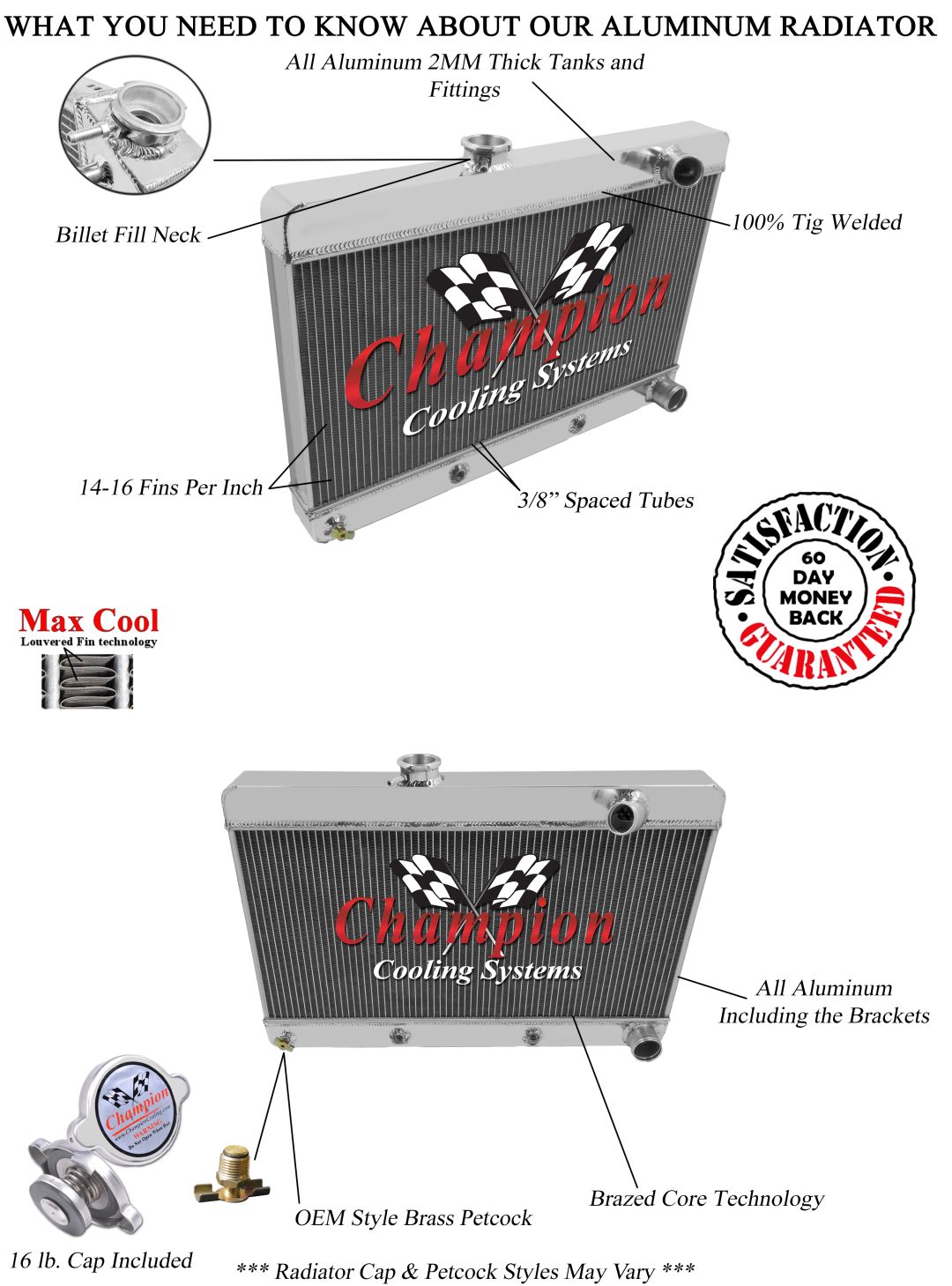 Atomic Champion 3 Row All Aluminum Radiator for 1961 1962 1963 Pontiac Tempest