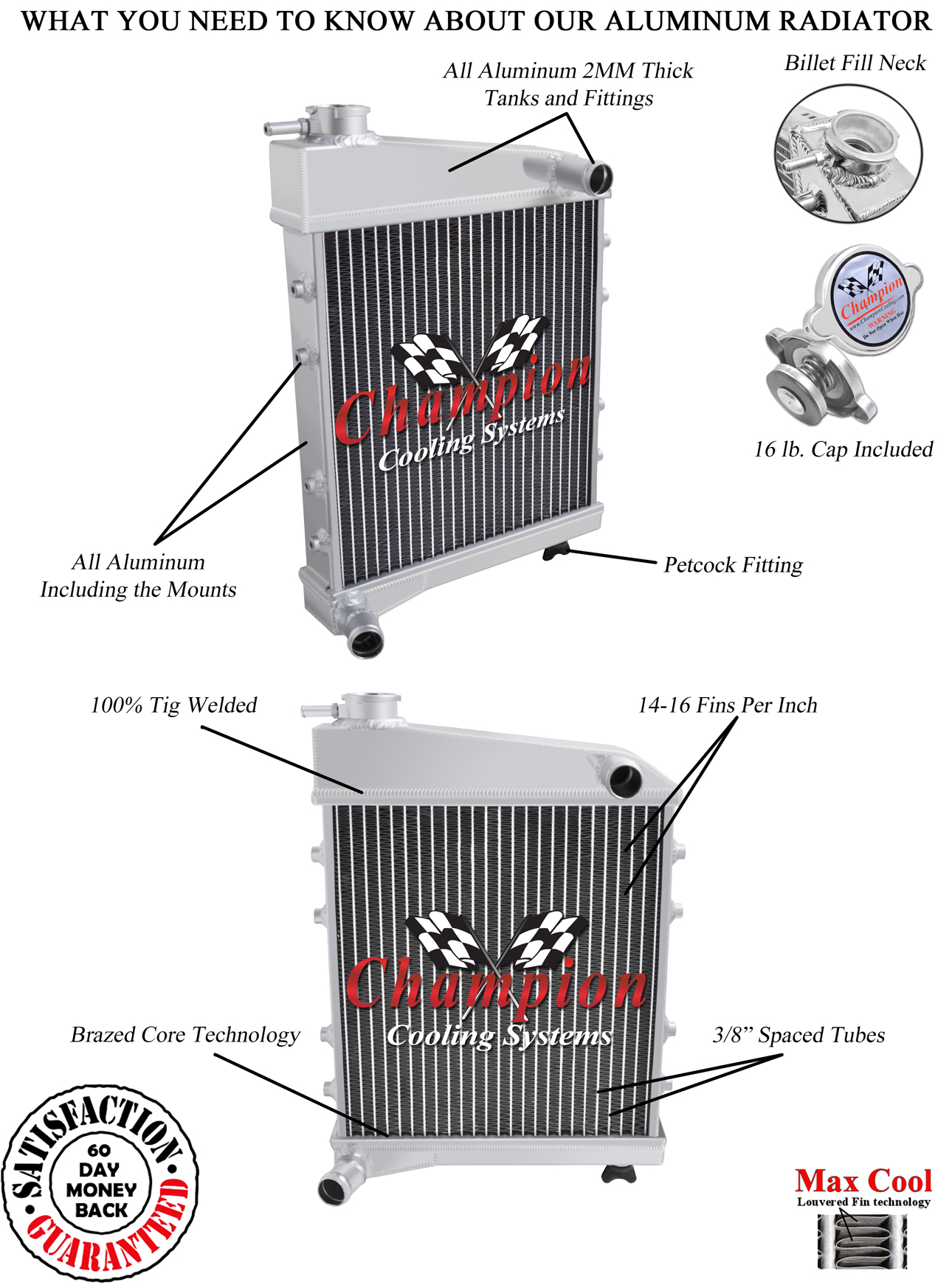 Atomic Champion 2 Row All Aluminum Radiator for 1961 - 1975 Austin Mini #EC6175 Atomic Champion 2 Row All Aluminum Radiator for 1961 - 1975 Austin Mini #EC6175