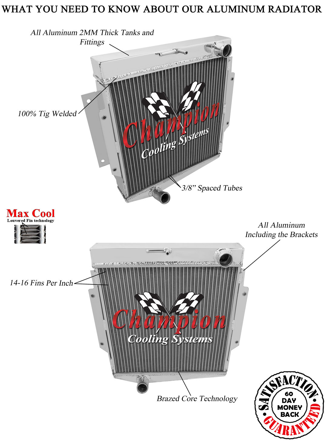 Atomic Champion 2 Row All Aluminum Radiator for 1965 - 1970 Datsun Fairlady 1600