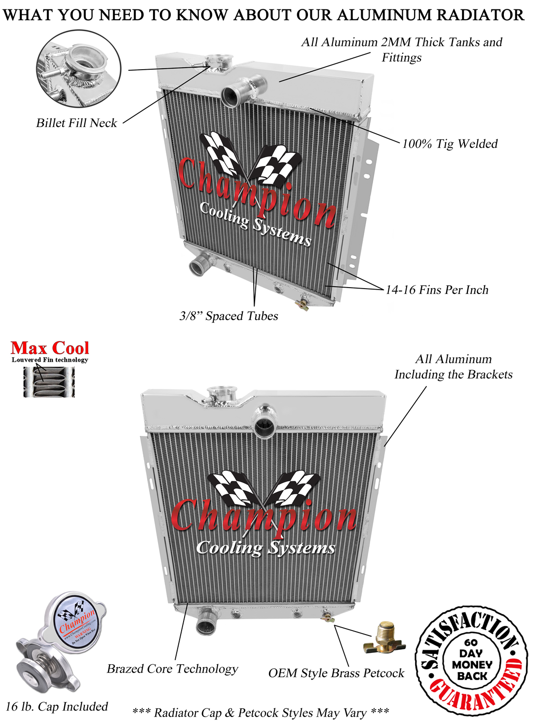 Atom Champion 3 Row Radiator for 1966 - 1977 Ford Bronco 6 Cylinder Engine Atom Champion 3 Row Radiator for 1966 - 1977 Ford Bronco 6 Cylinder Engine