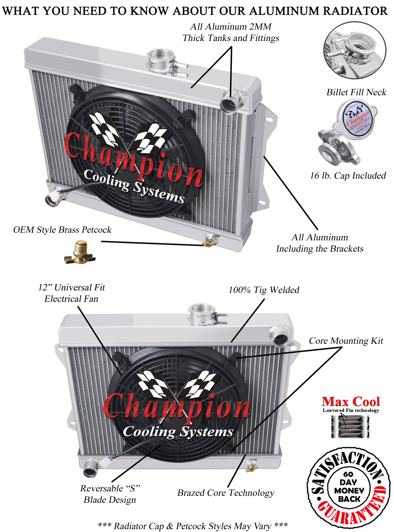 Atom Champion 3 Row Radiator W/ 12" Fan for 1972 - 1975 Jensen Healey #CC7454 Atom Champion 3 Row Radiator W/ 12" Fan for 1972 - 1975 Jensen Healey #CC7454