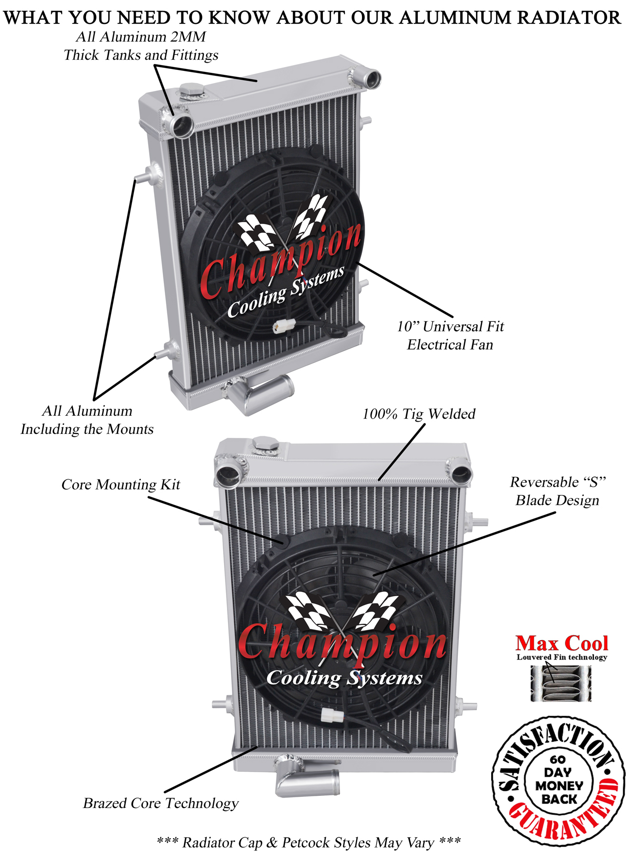 Atom Champion 2 Row Radiator W/ 10" Fan for 1979 1980 Triumph Spitfire #EC7980
