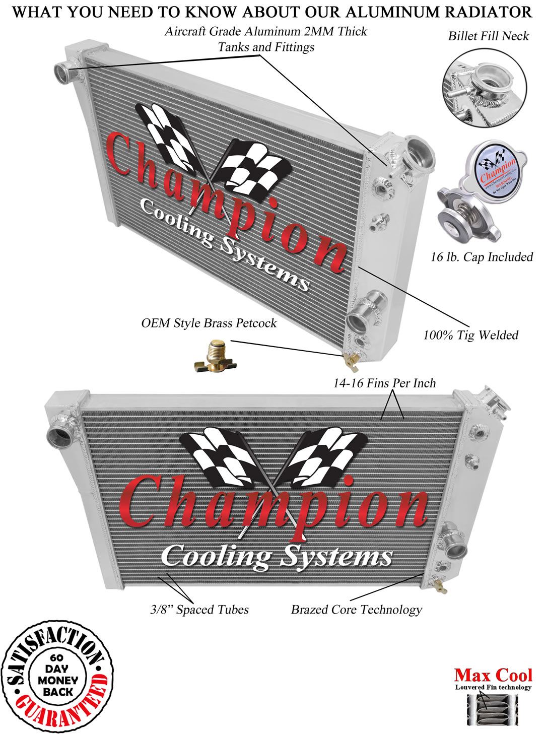 Atom Champion 2 Row Radiator for 1984-1990 Chevrolet Corvette Small Block V8 Eng Atom Champion 2 Row Radiator for 1984-1990 Chevrolet Corvette Small Block V8 Eng