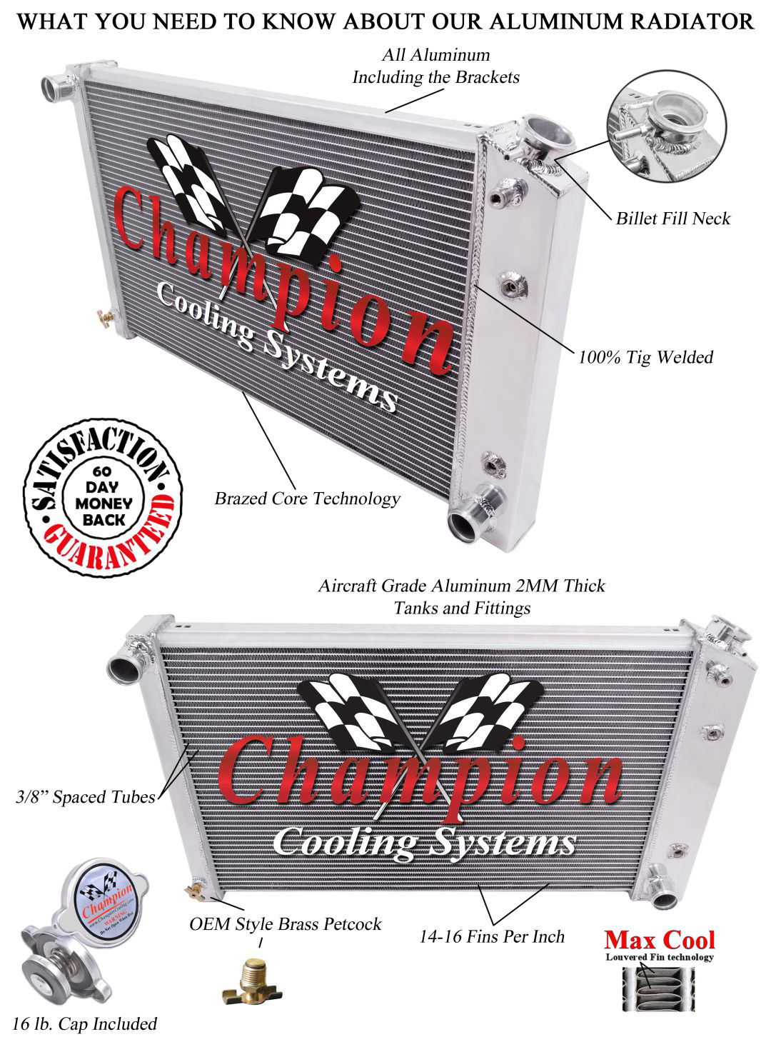 Atomic Champion 2 Row All Aluminum Radiator 26" Core for 1978 - 1987 Buick Regal Atomic Champion 2 Row All Aluminum Radiator 26" Core for 1978 - 1987 Buick Regal