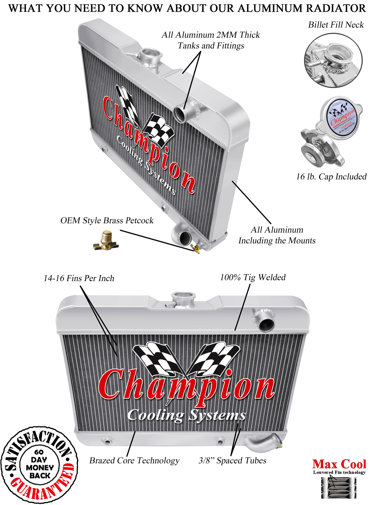 Atom Champion 3 Row All Aluminum Radiator for 1962 1963 Buick Skylark V8 Engine Atom Champion 3 Row All Aluminum Radiator for 1962 1963 Buick Skylark V8 Engine