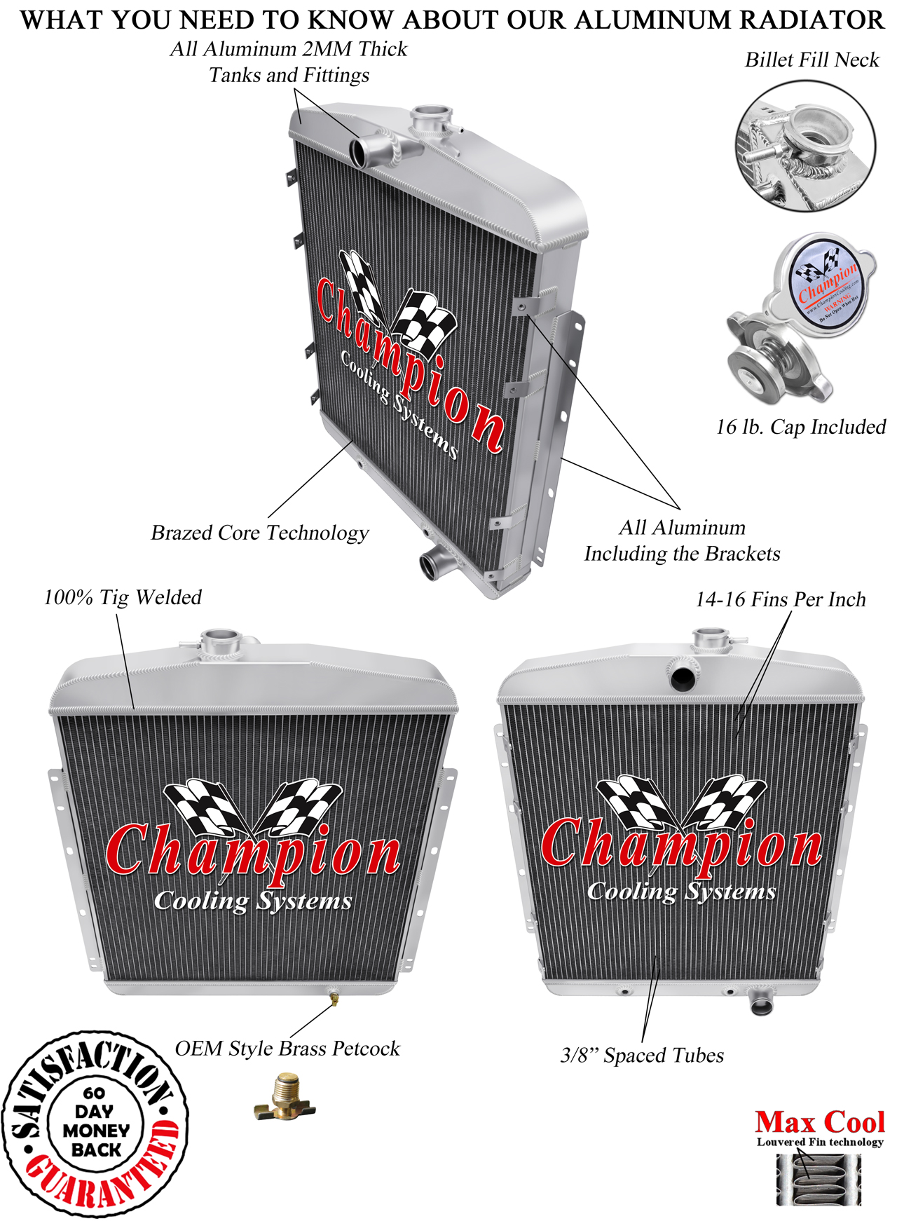 Atom Champion 3 Row Radiator Chevy Configuration for 1950 Oldsmobile 88 Atom Champion 3 Row Radiator Chevy Configuration for 1950 Oldsmobile 88