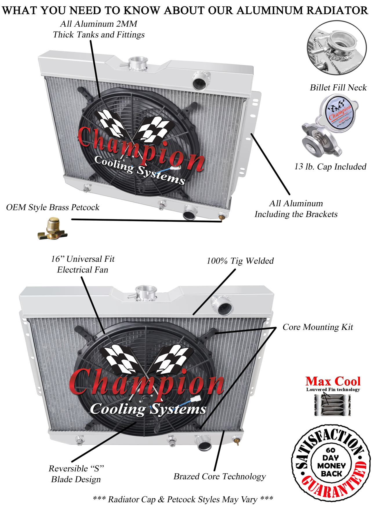 Atom Champion 3 Row Radiator W/ 16" Fan for 1959 - 1963 Chevrolet Impala #CC281B Atom Champion 3 Row Radiator W/ 16" Fan for 1959 - 1963 Chevrolet Impala #CC281B