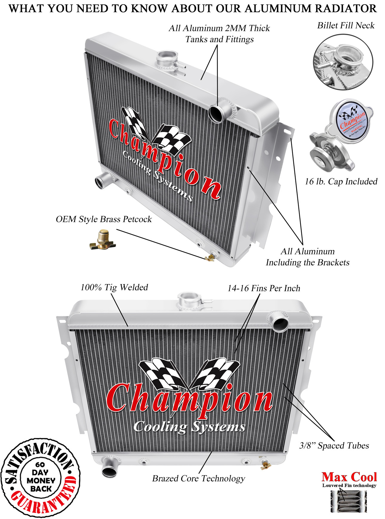 Atom 2 Row 1" Tubes Radiator for 1967 - 1971 Plymouth GTX Big Block V8 Engine Atom 2 Row 1" Tubes Radiator for 1967 - 1971 Plymouth GTX Big Block V8 Engine