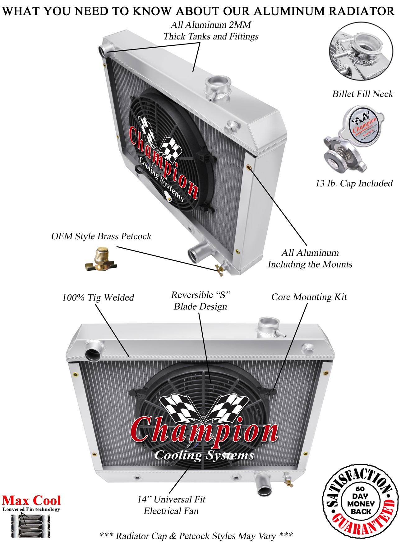Atom 3 Row Radiator,14" Fan for 1963-1965 Chevrolet Chevy II Nova Factory V8 Atom 3 Row Radiator,14" Fan for 1963-1965 Chevrolet Chevy II Nova Factory V8